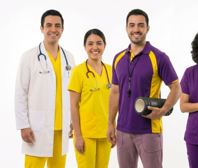 Personal de salud con uniformes